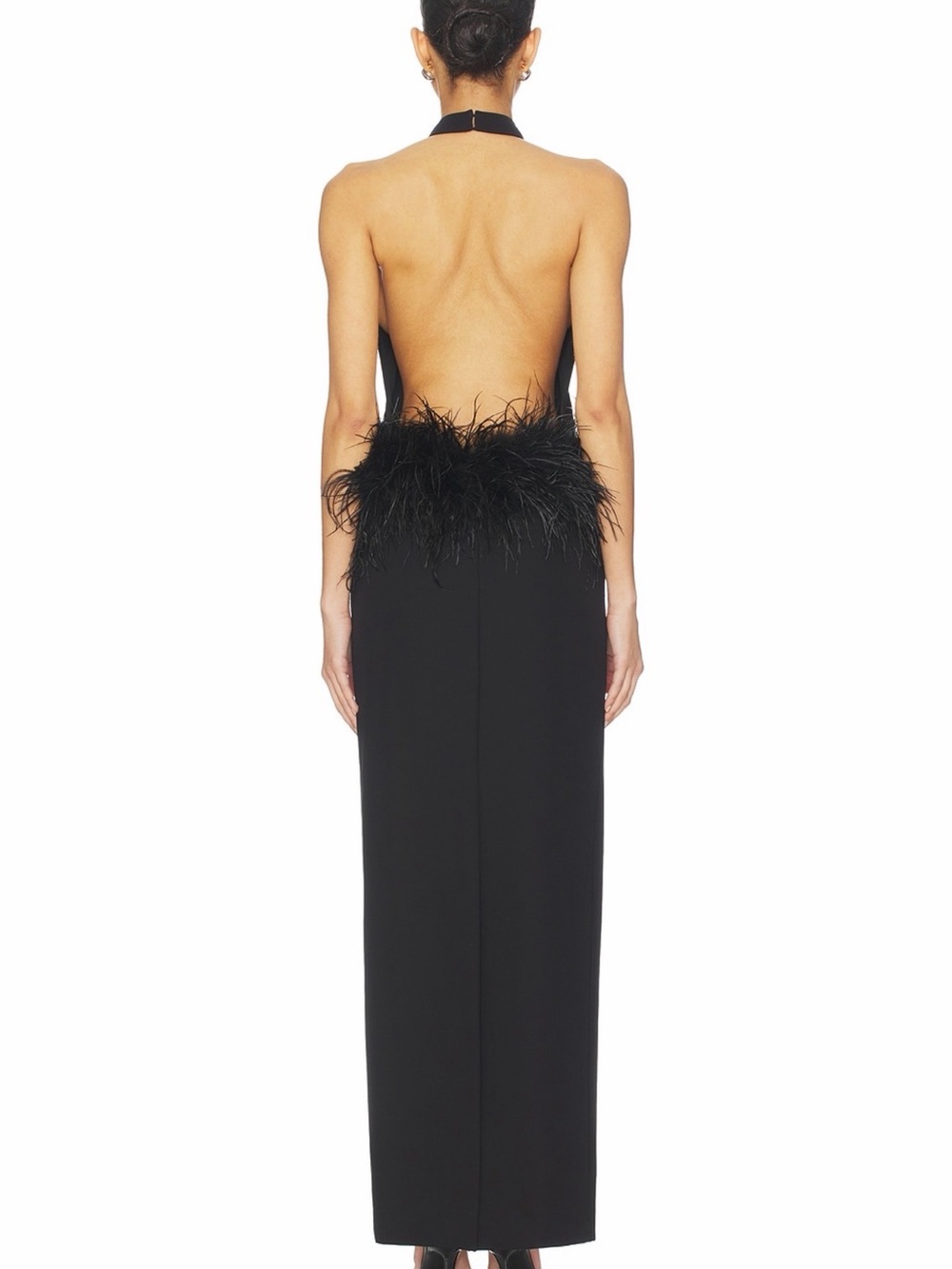 REVOLVE Black Halter Maxi Dress with Feather Waist - Picture 2 of 3